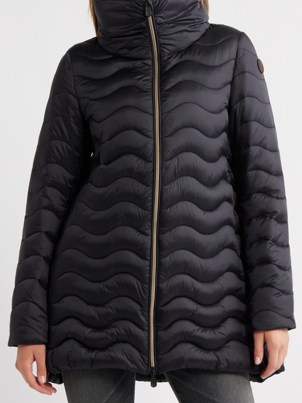SAVE THE DUCK Livette Black Wave-Quilted Puffer Jacket